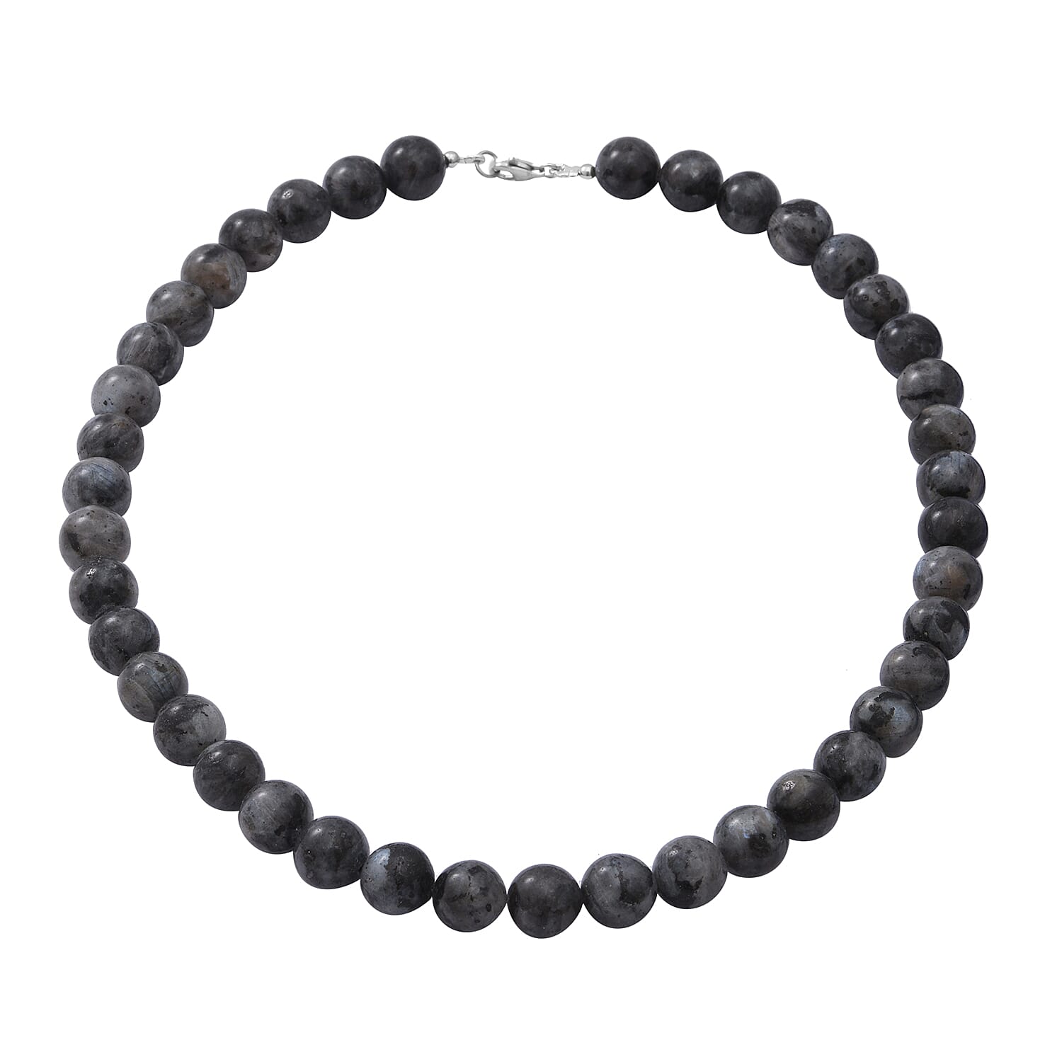 Black Moonstone (D) Beaded Necklace 18 Inches in Sterling Silver 250.00 ctw