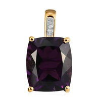 Luxoro 10K Yellow Gold AAA Mashamba Amethyst and G-H I3 Diamond Pendant 3.90 ctw