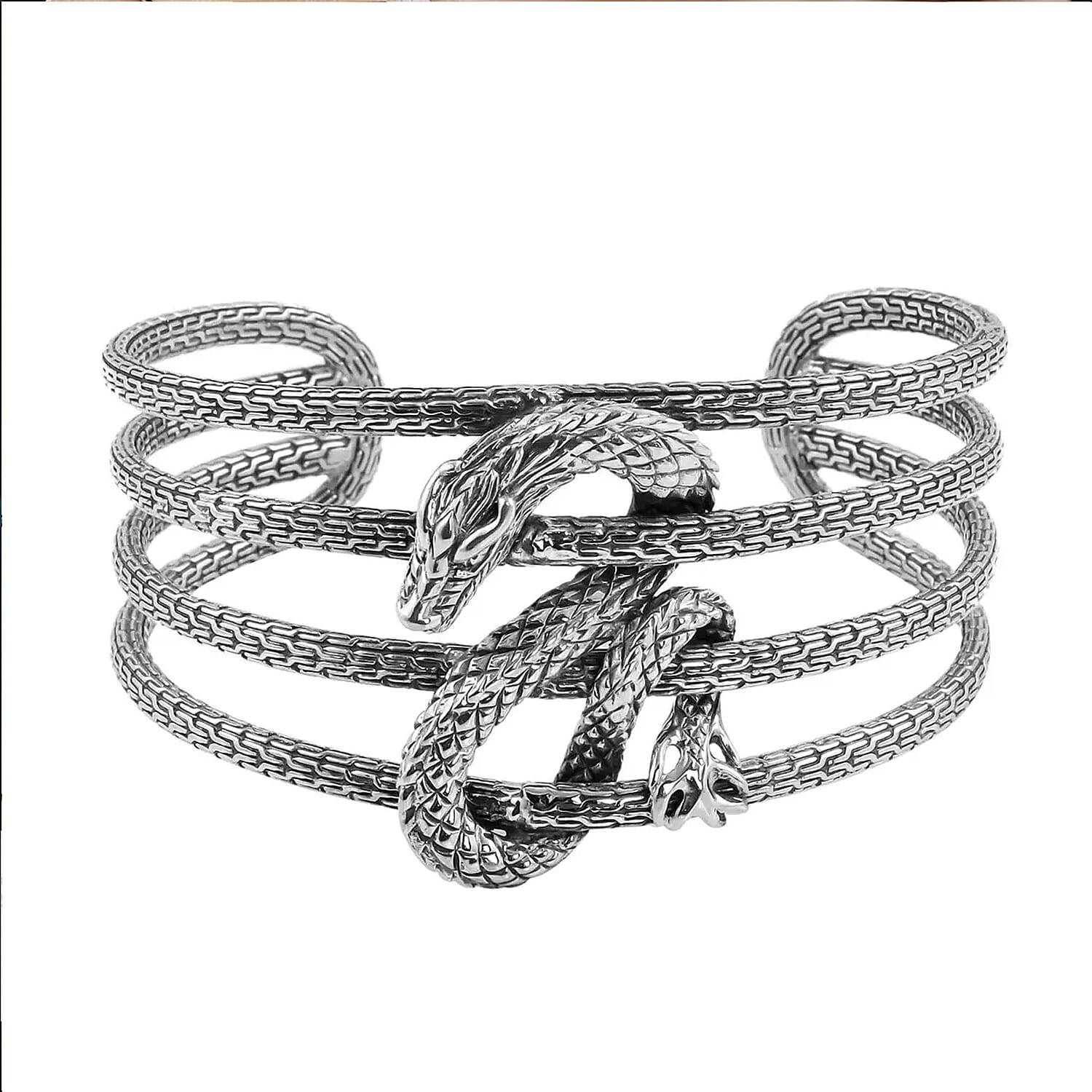 Bali Legacy Sterling Silver Dragon Cuff Bracelet (7.25 In) 58 Grams
