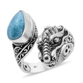 BALI LEGACY Larimar Bypass Dragon Ring in Sterling Silver (Size 10.0) 10 Grams 4.00 ctw - Sticky add to cart bar