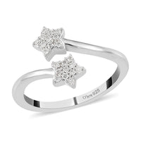 Lab Grown Diamond G-H I1 Bypass Ring in Platinum Over Sterling Silver (Size 10.0) 0.15 ctw