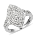 Luxuriant Lab Grown Diamond G-H SI Elongated Ring in Platinum Over Sterling Silver (Size 10.0) 0.75 ctw - Sticky add to cart bar