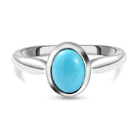 Sleeping Beauty Turquoise 1.12 ctw Ring in Platinum Over Sterling Silver (Size 10)