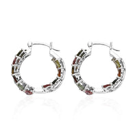 Multi-Tourmaline Inside Out Hoop Earrings in Platinum Over Sterling Silver 9.35 ctw