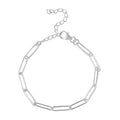 Artisan Crafted Sterling Silver Paper Clip Chain Bracelet (6.5-8.5In) 2.90 Grams - Sticky add to cart bar