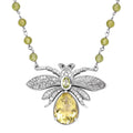 GP Italian Garden Collection Green Gold Quartz and Multi Gemstone Bee Necklace 18 Inches in Platinum Over Sterling Silver 10.40 Grams 34.90 ctw - Sticky add to cart bar