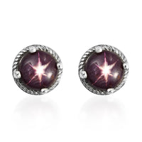Indian Star Ruby Solitaire Stud Earrings in Platinum Over Sterling Silver 3.50 ctw