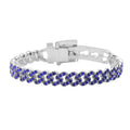 Tanzanite Blue Color Austrian Crystal Bracelet in Silvertone (7.00 In) - Sticky add to cart bar