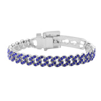 Tanzanite Blue Color Austrian Crystal Bracelet in Silvertone (7.00 In)