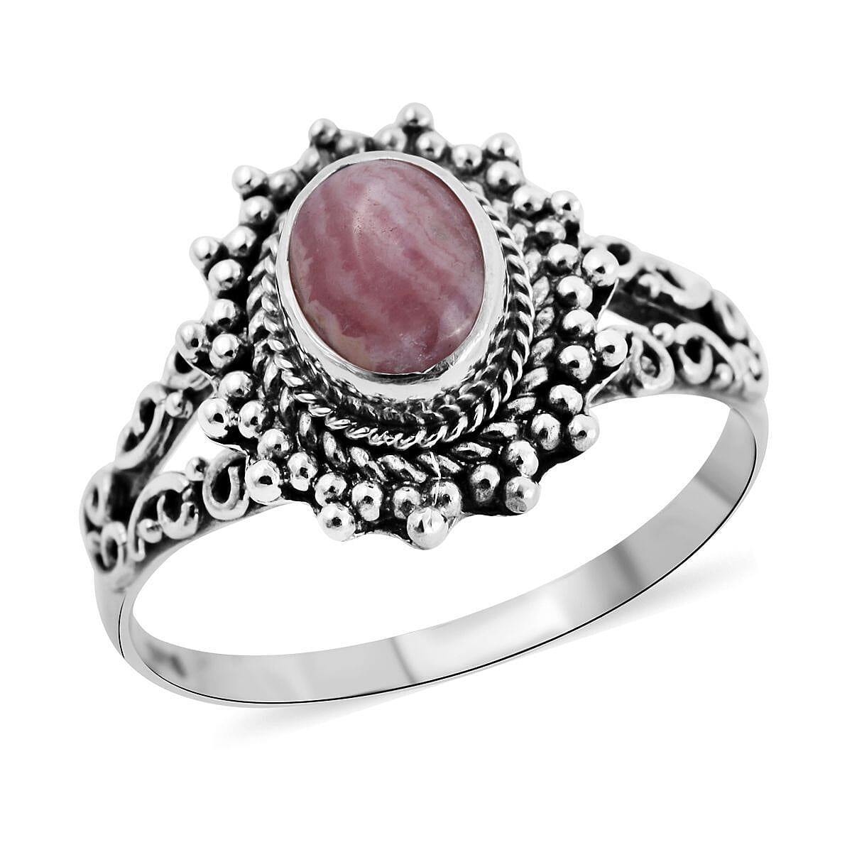 BALI LEGACY Argentinian Rhodochrosite Ring in Sterling Silver (Size 10.0) 1.75 ctw