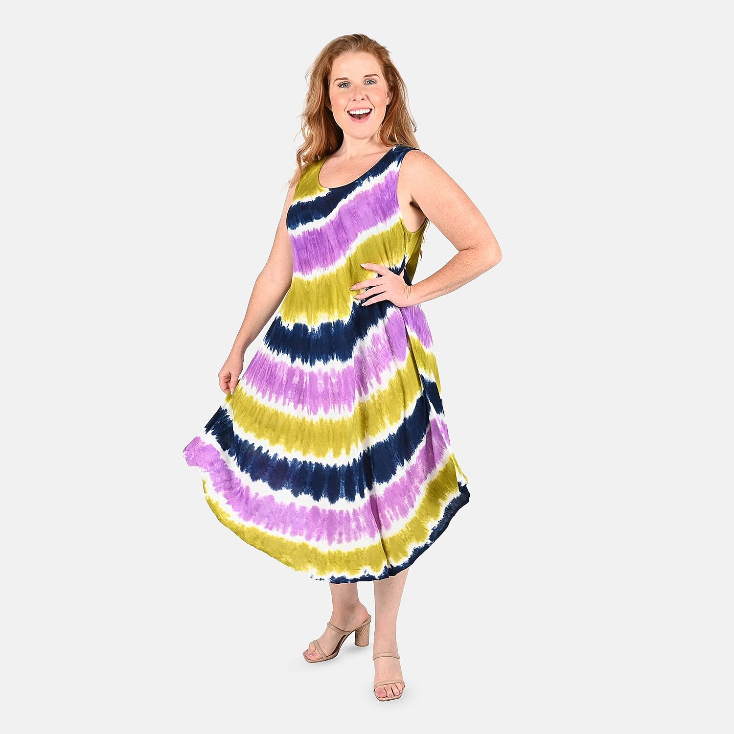 TAMSY Green Tie Dye Umbrella Dress - One Size Fits Most