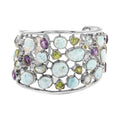 Larimar and Multi Gemstone Cuff Bracelet in Sterling Silver (6.75 In) 58.40 ctw - Sticky add to cart bar