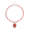 Cherry Quartz and Pink Austrian Crystal Beaded Necklace 18.5-22.5 Inches in Rosetone 200.00 ctw - Sticky add to cart bar