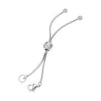 Rhodium Over Sterling Silver 1.0mm Snake Bolo Extend Chain (2 Inches) with Single Hole Slider Beads, 5mm Solder Ring and 8mm Lobster Lock Accessories