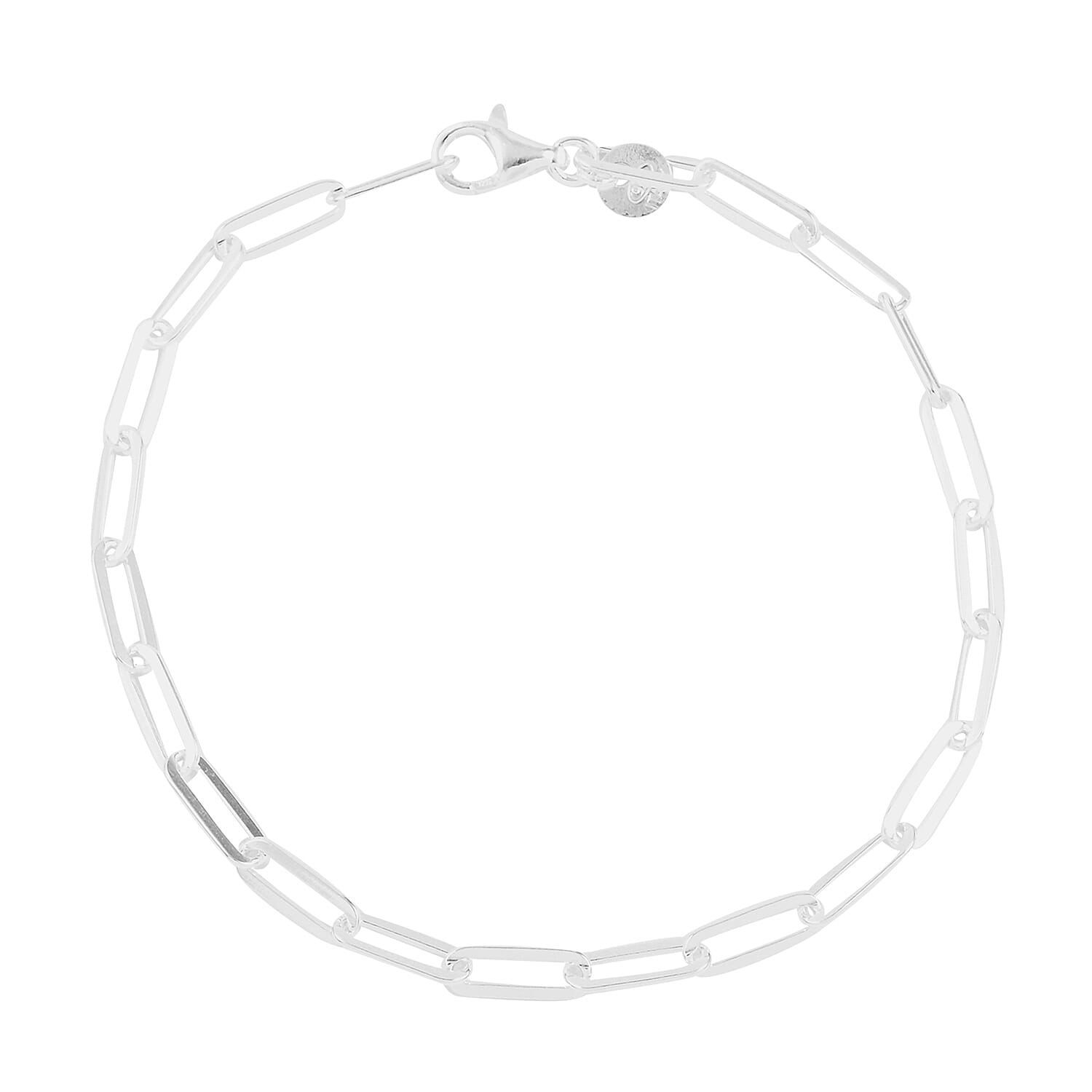 Italian Sterling Silver Diamond-Cut Paper Clip Bracelet (8.00 In) 3.20 Grams
