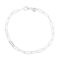 Italian Sterling Silver Diamond-Cut Paper Clip Bracelet (8.00 In) 3.20 Grams