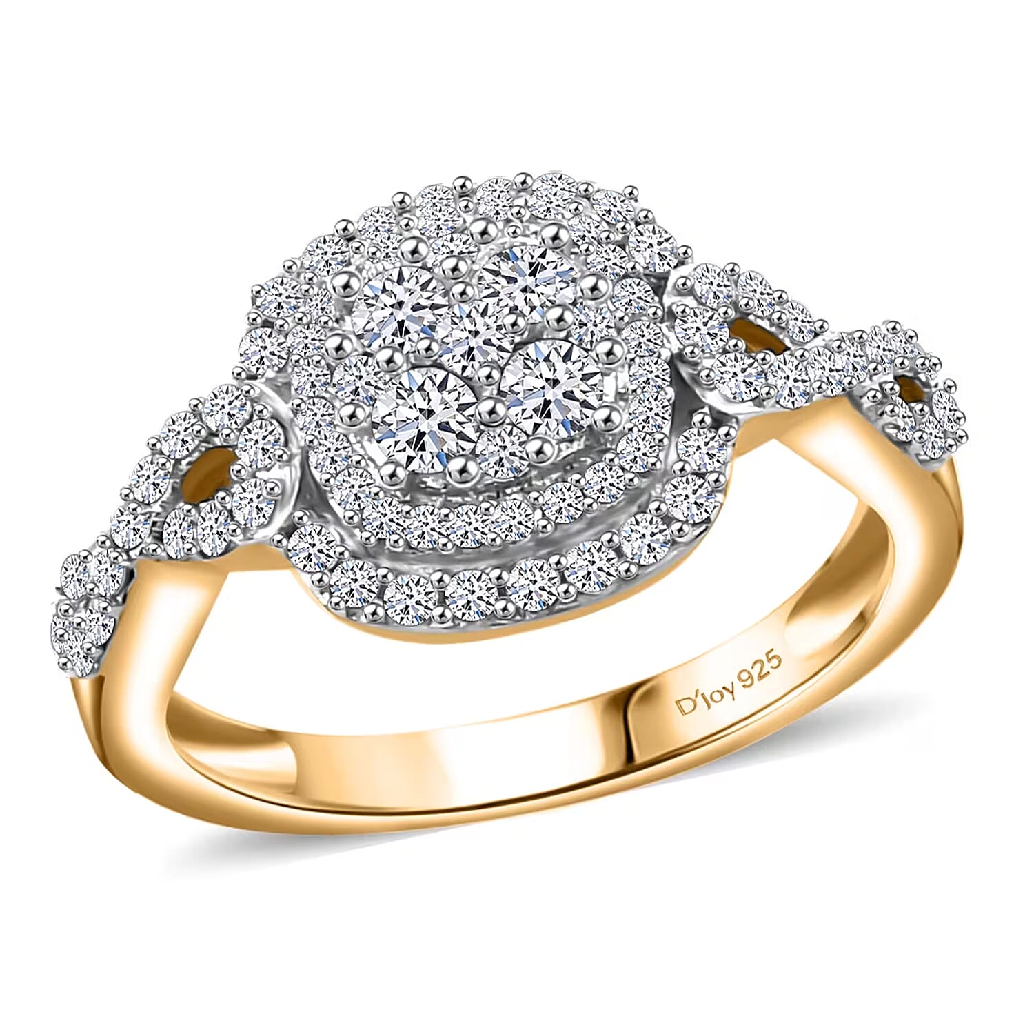 Luxuriant Lab Grown Diamond G-H SI Infinity Shank Ring in Vermeil Yellow Gold Over Sterling Silver 0.75 ctw