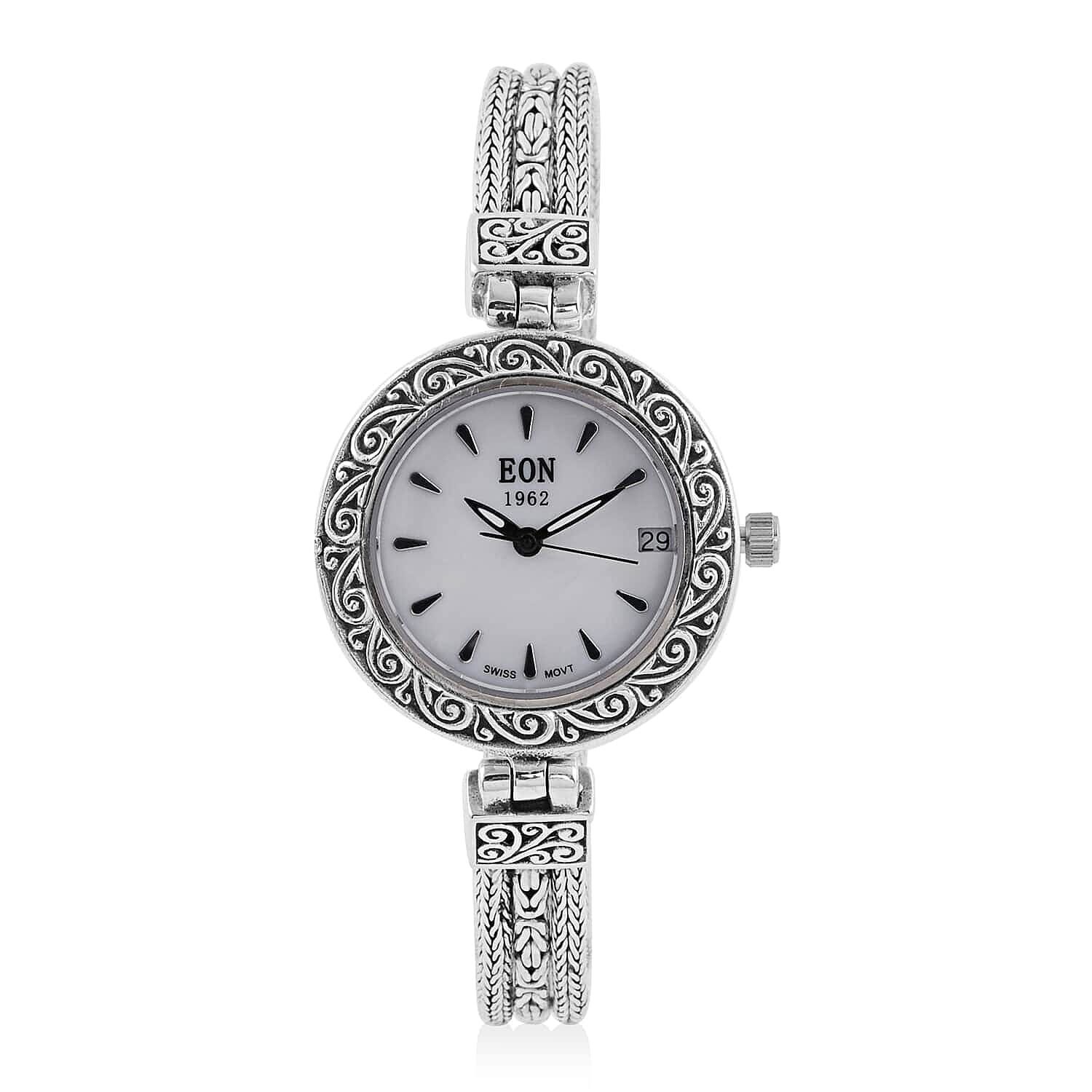 BALI LEGACY EON 1962 Swiss Movement Water Resistant Bracelet Watch in Sterling Silver (7 in) (34 g)