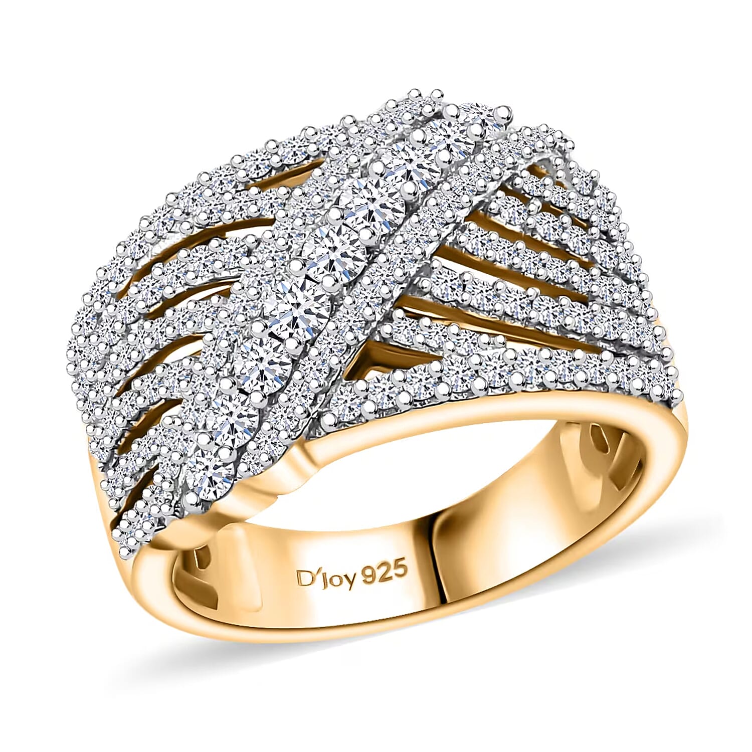Lab Grown Diamond G-H SI Ring in Vermeil Yellow Gold Over Sterling Silver 1.00 ctw