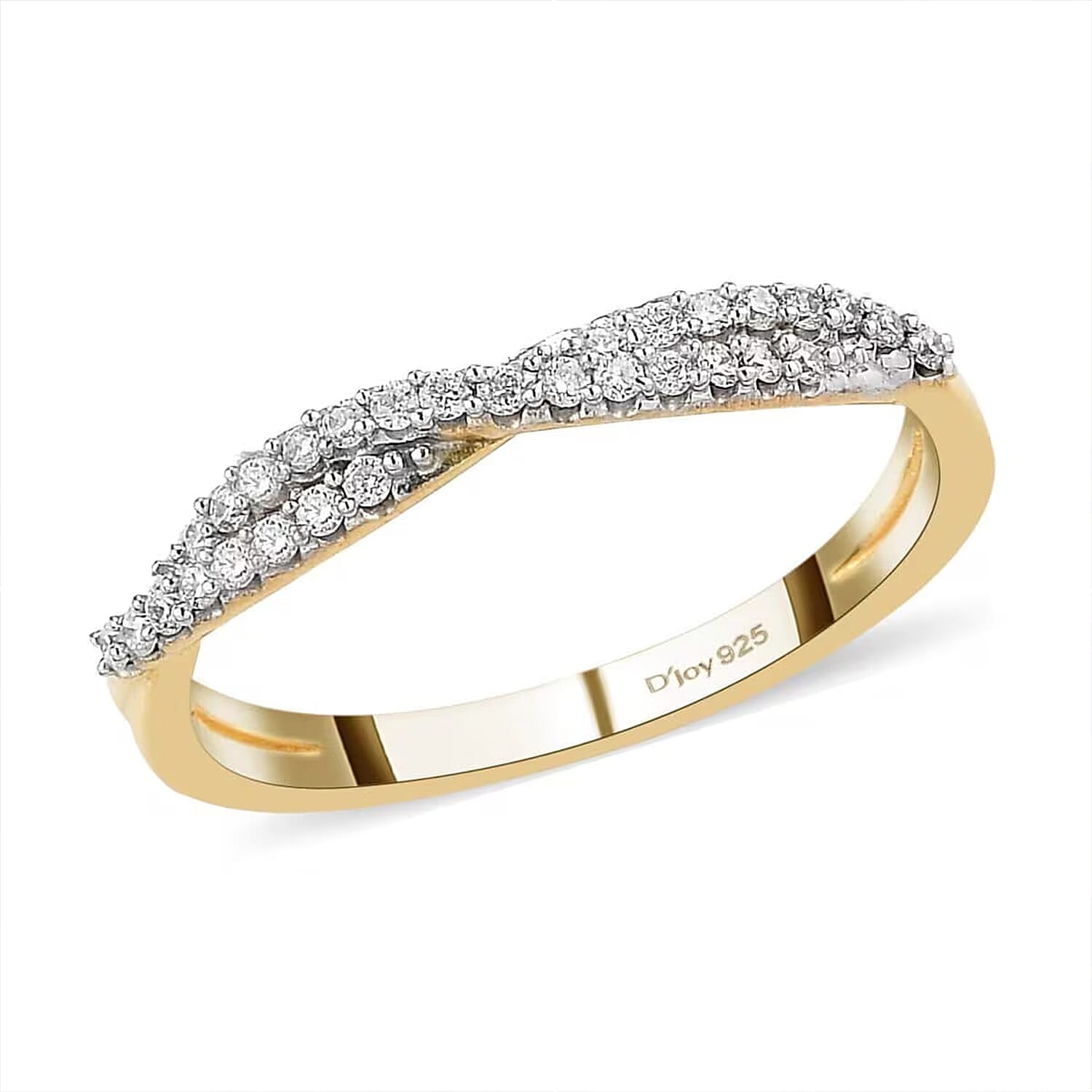 Lab Grown Diamond G-H SI Criss Cross Ring in Vermeil Yellow Gold Over Sterling Silver (Size 10.0) 0.25 ctw