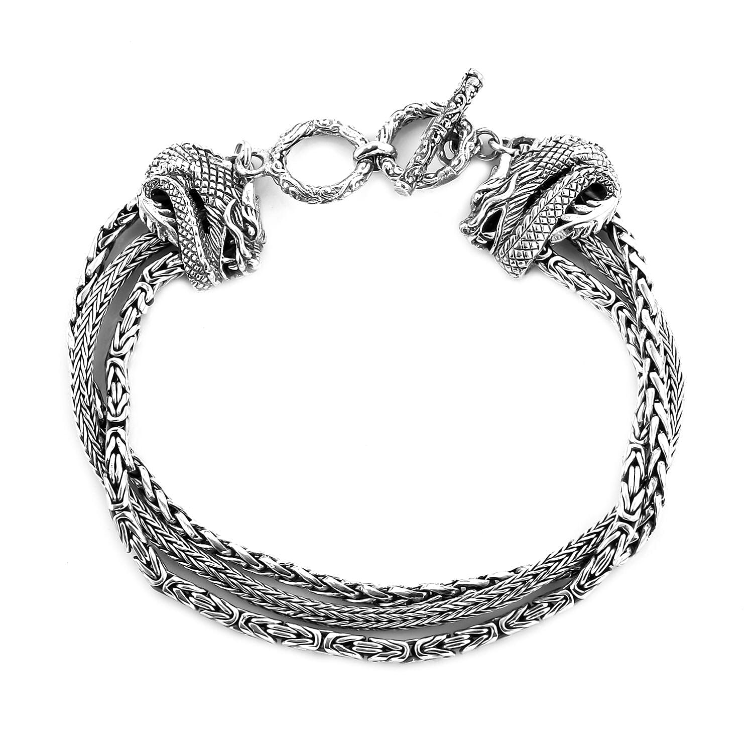 Bali Legacy Sterling Silver Multi Strand Toggle Clasp Bracelet (7.50 In) 25 Grams