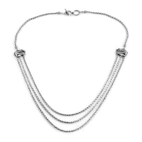 Bali Legacy Toggle Clasp Dragon Multi Strand Padian Necklace in Sterling Silver 20 Inches 48 Grams