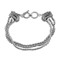 Bali Legacy Sterling Silver Toggle Clasp Multi Strand Padian Bracelet (7.50 In)