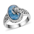 BALI LEGACY Larimar Turtle Ring in Sterling Silver (Size 10.0) 8 Grams 6.75 ctw - Sticky add to cart bar