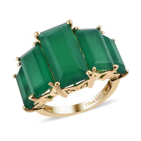 Verde Onyx 5 Stone Ring in Vermeil Yellow Gold Over Sterling Silver (Size 11.0) 15.35 ctw