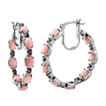 Peruvian Pink Opal and Orissa Rhodolite Garnet Inside Out Hoop Earrings in Platinum Over Sterling Silver 7.75 ctw - Sticky add to cart bar