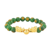 Green Jade Carved Feng Shui Dragon Stretch Bracelet in Goldtone 112.00 ctw