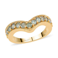 Narsipatnam Alexandrite Chevron Band Ring in Platinum Over Sterling Silver (Size 5.0) 0.85 ctw
