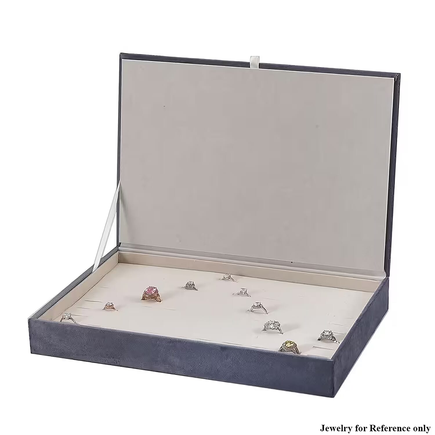 Gray High Quality Velvet 100pcs Ring Box with Anti Tarnish Lining (13.8"x9.4"x1.8")