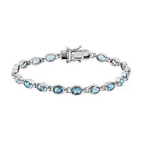 Swiss Blue Topaz Bracelet in Platinum Over Sterling Silver (8.0 In) 9.50 ctw