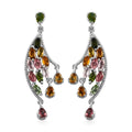 Multi-Tourmaline Wings Earrings in Platinum Over Sterling Silver 3.75 ctw - Sticky add to cart bar