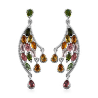 Multi-Tourmaline Wings Earrings in Platinum Over Sterling Silver 3.75 ctw