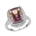 Premium Anahi Ametrine and Natural White Zircon Halo Ring in Platinum Over Sterling Silver 6.15 ctw - Sticky add to cart bar