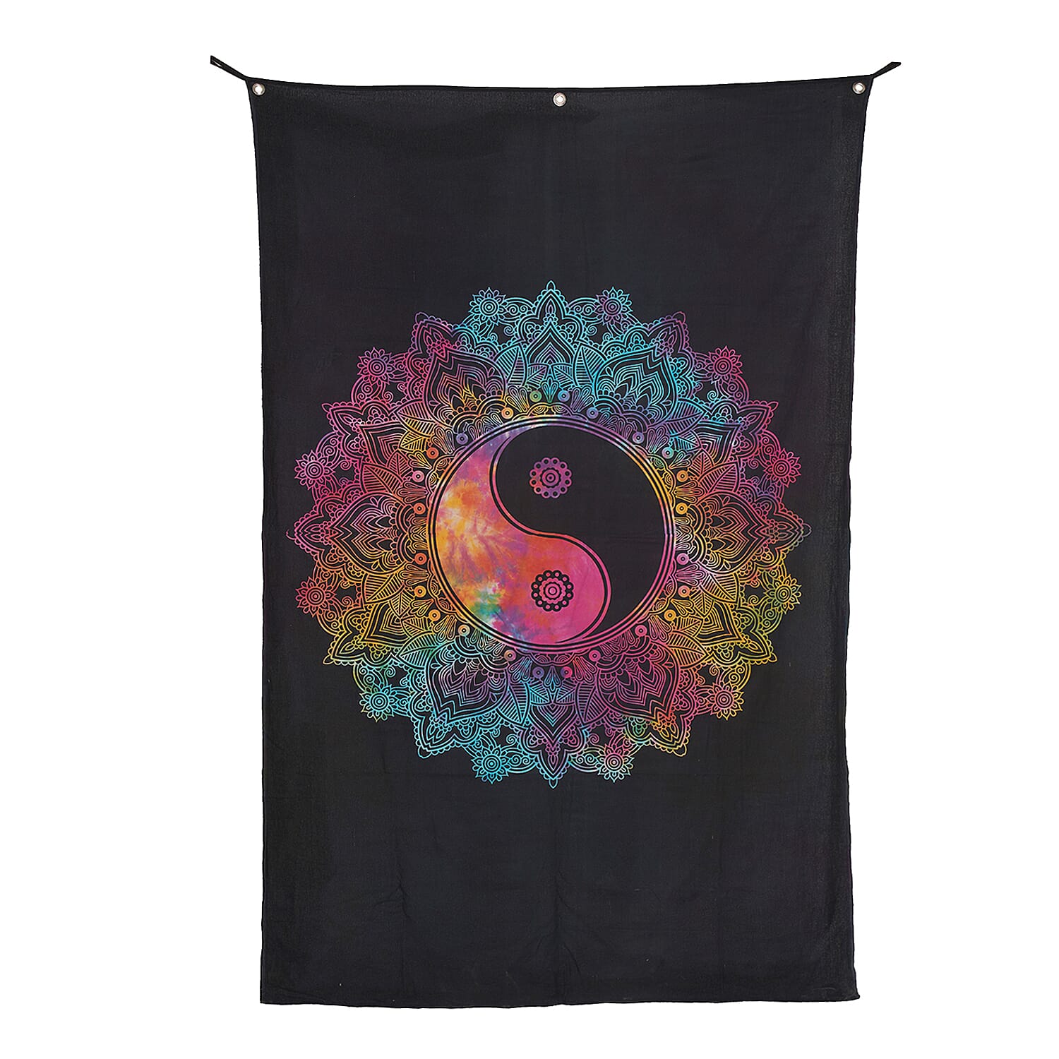 Multi Color Cotton Screen Printed Tie Dye Dreamcatcher Tapestry Wall Hanging (52x82)
