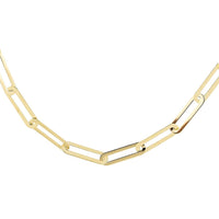 10K Yellow Gold Crystal 4mm Paper Clip Necklace with Extender 18-19 Inches 5.95 Grams