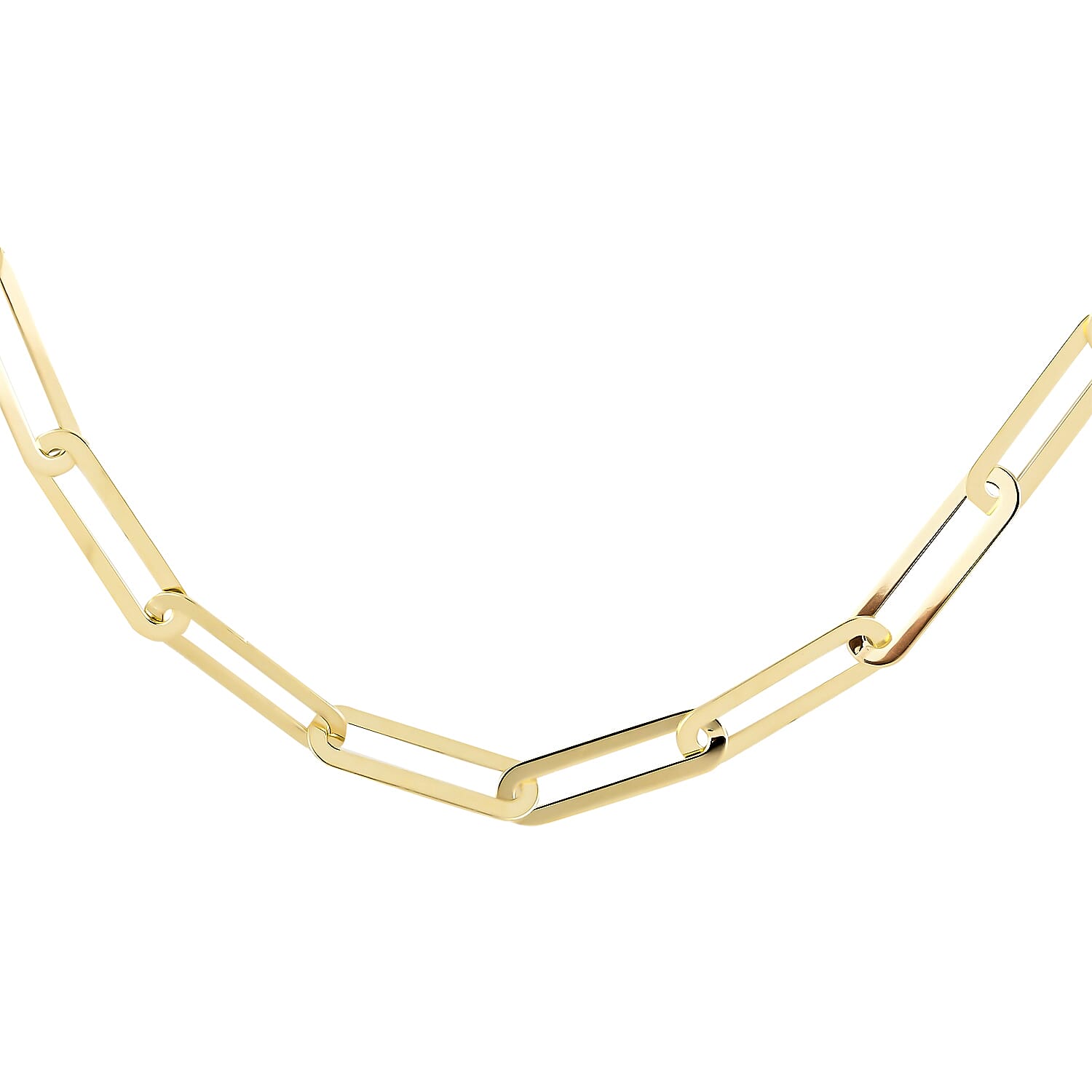 14K Yellow Gold Crystal 4mm Paper Clip Necklace with Extender 18-19 Inches 6.60 Grams