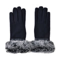 Navy cashmere gloves with faux fur with Touch screen function (9.05"x3.54") - Sticky add to cart bar