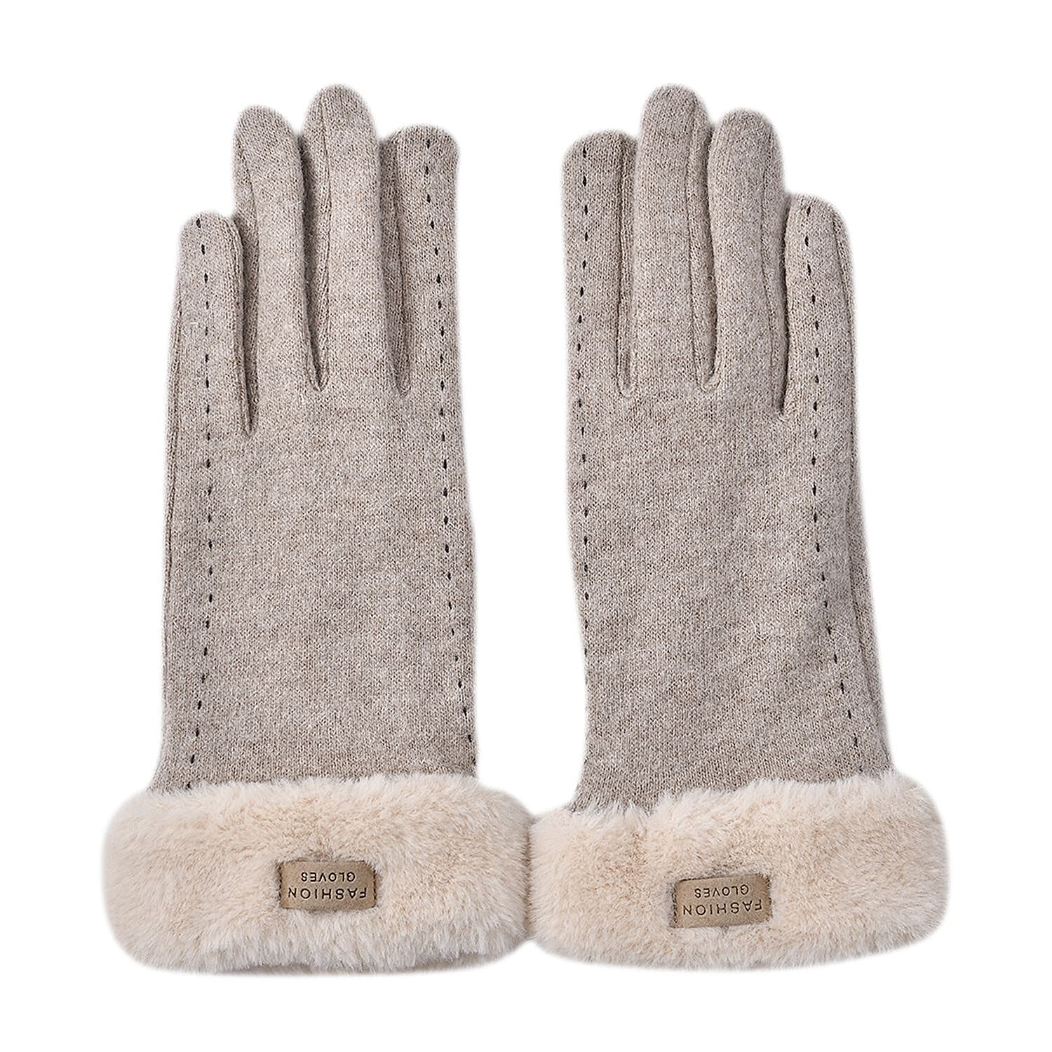 Black Cashmere Warm Gloves with Faux Fur and Equipped Touch Screen Function