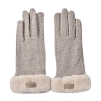 Black Cashmere Warm Gloves with Faux Fur and Equipped Touch Screen Function