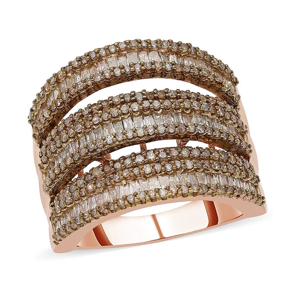 Natural Champagne Diamond Ring in Vermeil Rose Gold Over Sterling Silver (Size 6.0) 10.50 Grams 3.00 ctw - Product card gallery slide 1 (10178567536953)