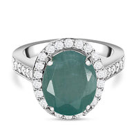 Grandidierite and White Zircon 4.38 ctw Ring in Platinum Over Sterling Silver (Size 5.5)