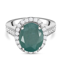 Grandidierite and White Zircon 4.39 ctw Ring in Platinum Over Sterling Silver (Size 6.5)