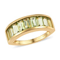 AMERICAN Natural Arizona Peridot Half Eternity Band Ring in Vermeil Yellow Gold Over Sterling Silver (Size 10.0) 2.15 ctw - Sticky add to cart bar