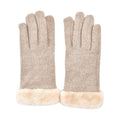 Beige Cashmere Warm Gloves with Faux Fur and Equipped Touch Screen Function (9.05"x3.54") - Sticky add to cart bar