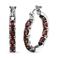 Mozambique Garnet 10.20 ctw Hoop Earrings in Stainless Steel