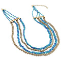Turquoise and Blue Beaded Multi Strand Necklace (24 Inches) in Goldtone - Sticky add to cart bar